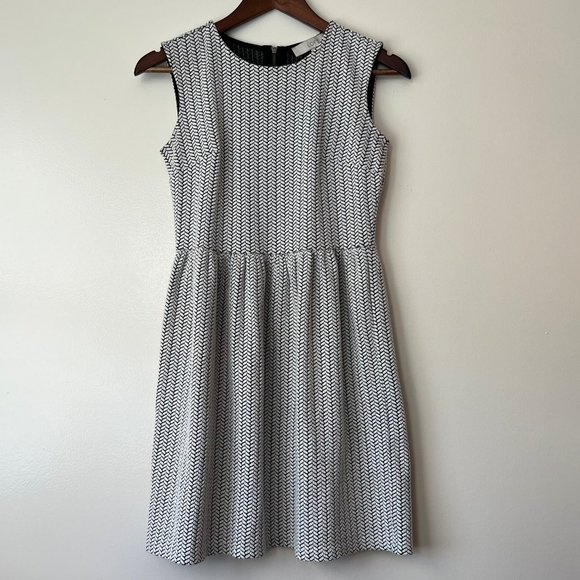 LOFT Sleeveless Fit and Flare Chevron Dress | Petite - Picture 1 of 10